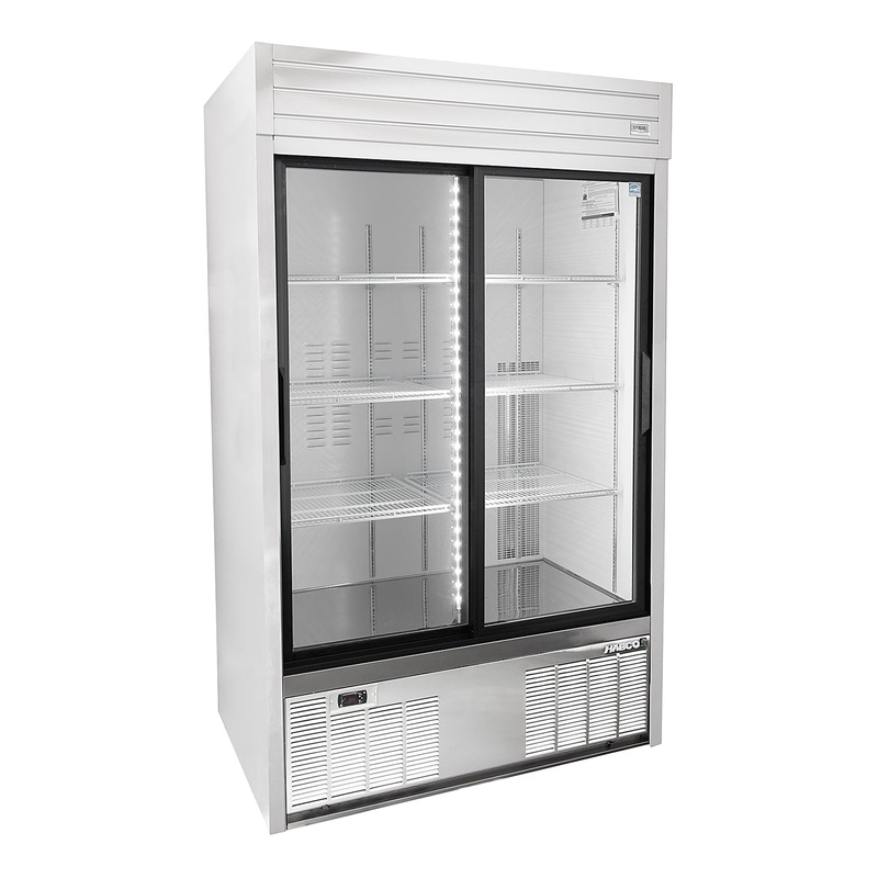Habco Dependable Series Refrigerator, Double Glass Sliding Doors, 42 CuFt