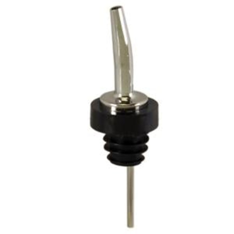 Spill-Stop Chrome Tapered Pourer, 285 Series, Black Collar Poly-Kork (12-pack)