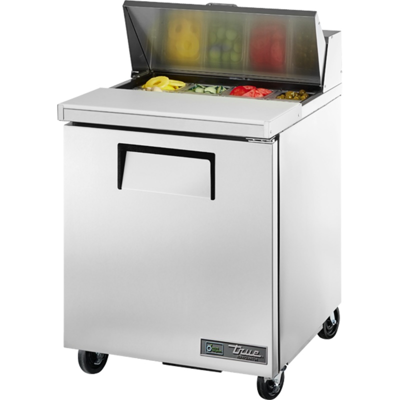 True Single Door Sandwich/Salad Food Prep Table Refrigerator, 8 Pan, 27", 115/60/1