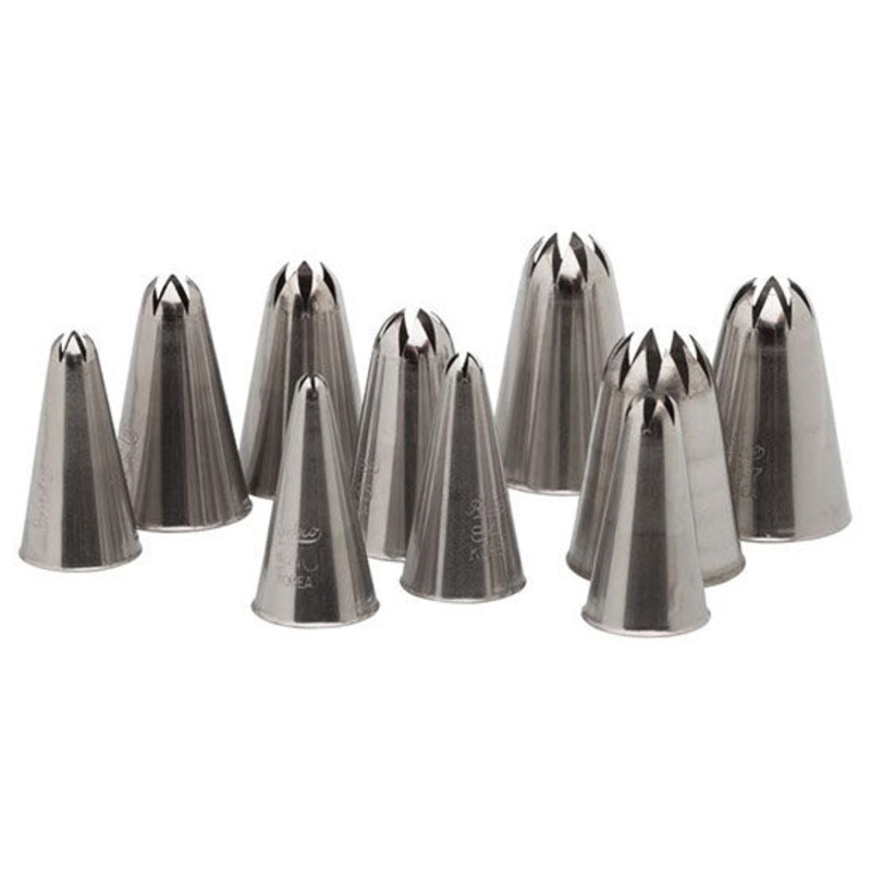 Ateco 10 Piece Closed Star Piping Tip/Decorating Tube Set