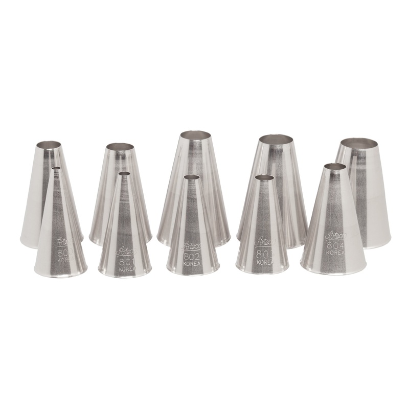 Ateco 10 Piece Plain Piping Tip/Decorating Tube Set