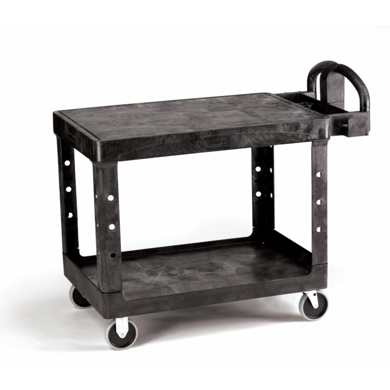 Rubbermaid Heavy Duty Flat Shelf Utility Cart, Ergo Handle, 500 lb Load Capacity, Black