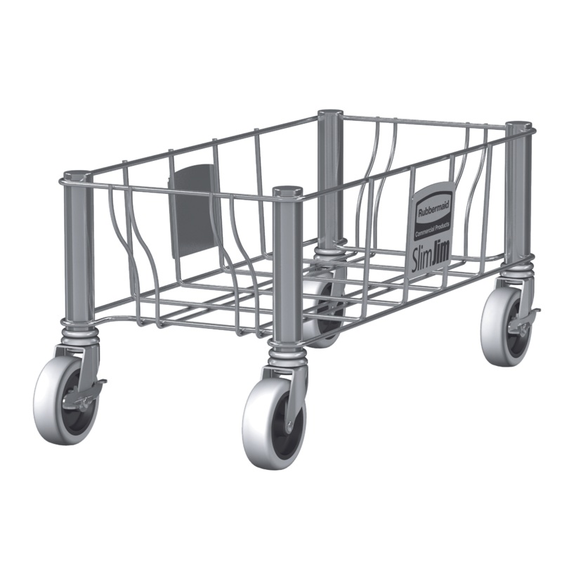 Rubbermaid Slim Jim Single Dolly, Stainless Steel