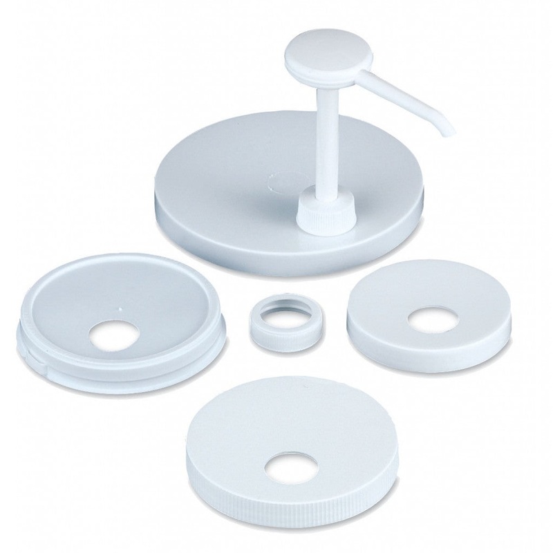 San Jamar Economy Pump Kit, 1 Oz Portions, 1 Pump, 5 Caps, White