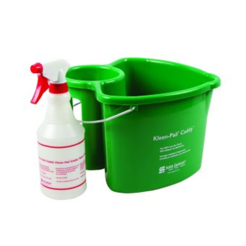 San Jamar Kleen-Pail Caddy System, Green Caddy Pail and Spray Bottle