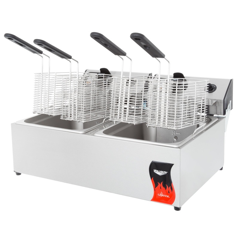 Vollrath Cayenne Electric Countertop Deep Fryer, Double-Well, 10 lb, 120V