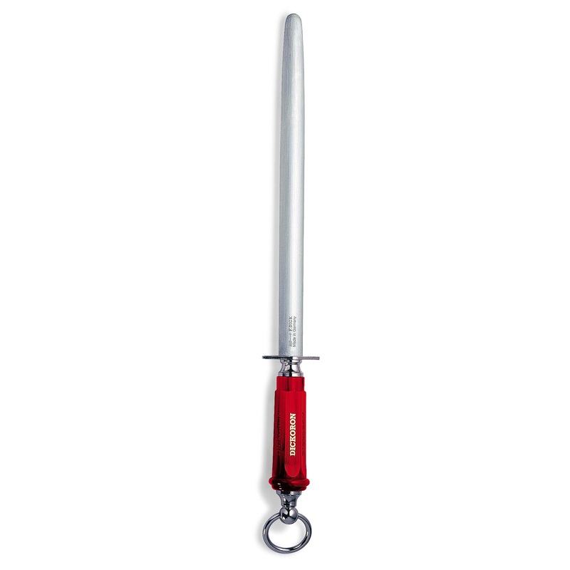 F. Dick Dickoron Sharpening Steel, Classic Oval Sapphire Cut, 12", Red