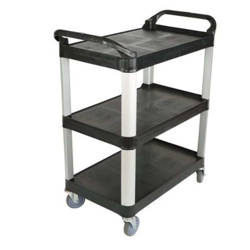 Globe 3 Shelf Utility Cart, Small, Black, 400 lb