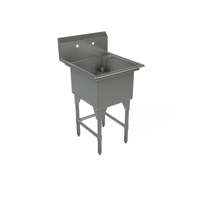 Tarrison Single Compartment Corner Drain Sink, 21" x 18" x 13" Bowl Size, Stainless Steel