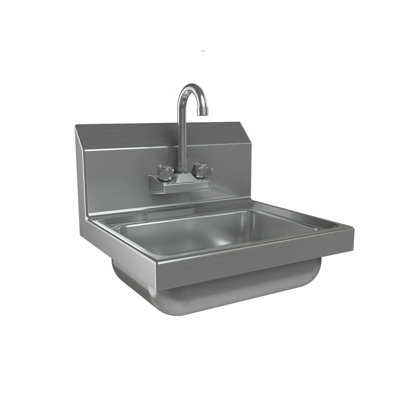 Tarrison Wall Mount Hand Sink and Faucet, 10" x 14" x 5" Bowl Size, Stainless Steel
