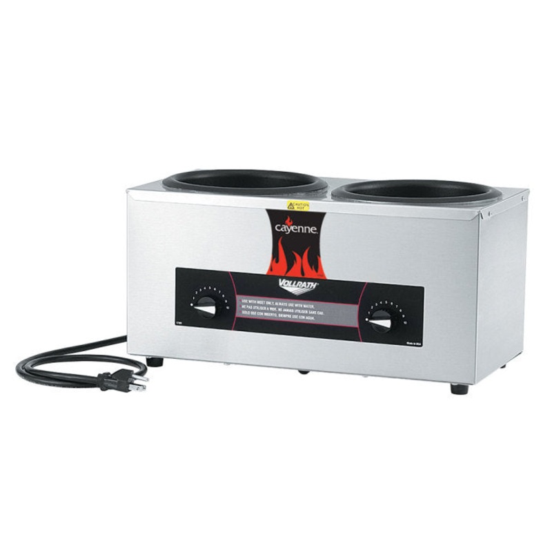 Vollrath Cayenne Round Heat 'N Serve Countertop Twin Well 4 qt Rethermalizer, 120V