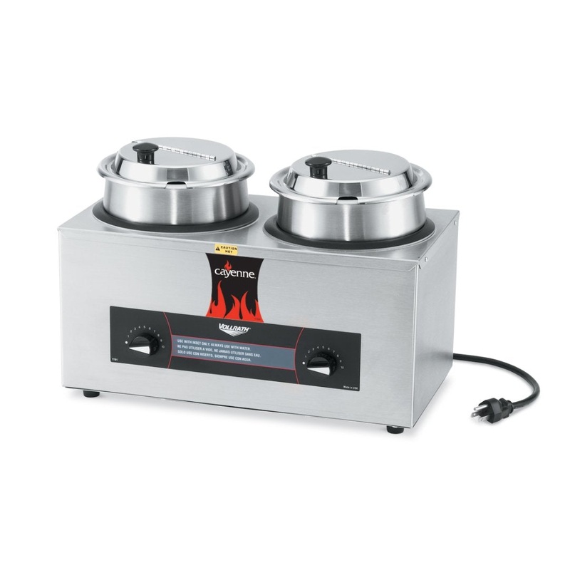 Vollrath Cayenne Round Heat 'N Serve Countertop Twin Well 4 qt Rethermalizer Package