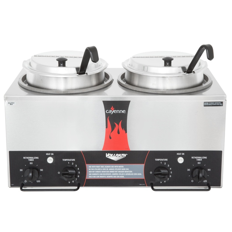 Vollrath Cayenne Round Heat 'N Serve Countertop Twin Well 7 qt Rethermalizer Package