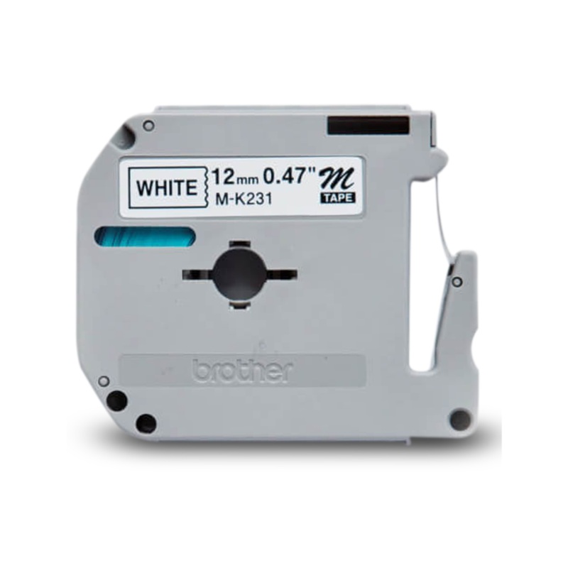 Brother P-Touch Label Tape, Black on White, Non-Laminated, 12 mm x 8 m