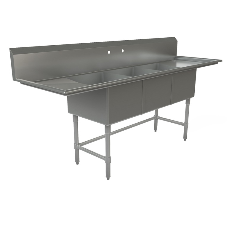 Tarrison TA-PS318LR Triple Compartment Center Drain Sink