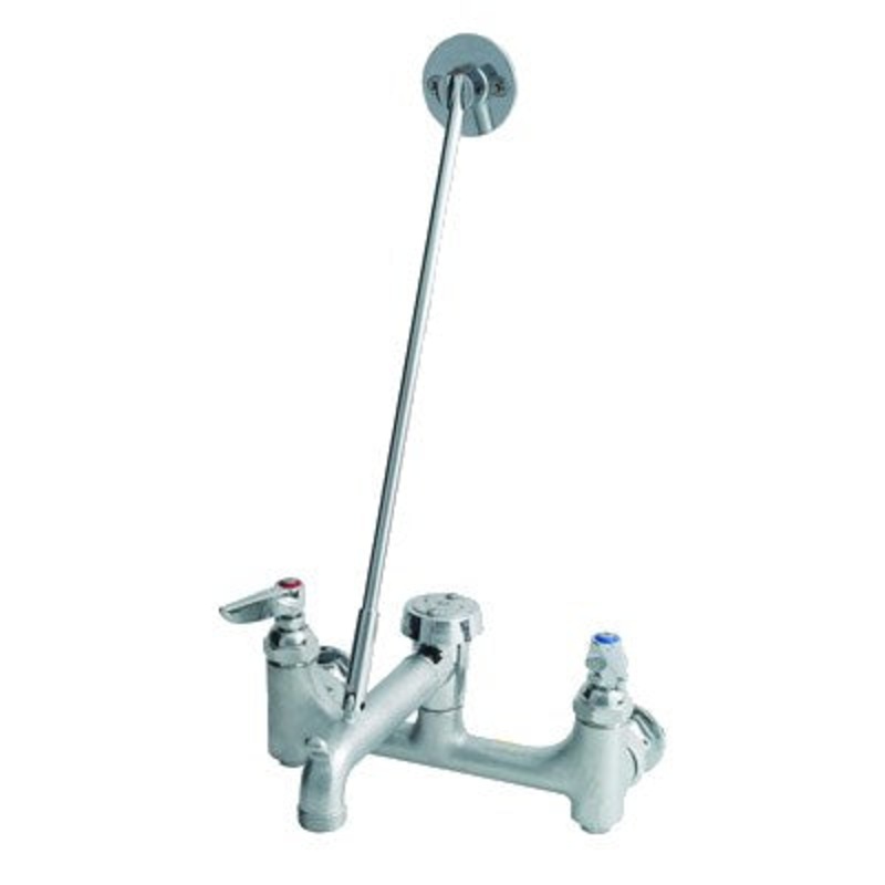 T&S 8" Wall Mount Service Sink Faucet, Vacuum Breaker w Build-In Service Stops
