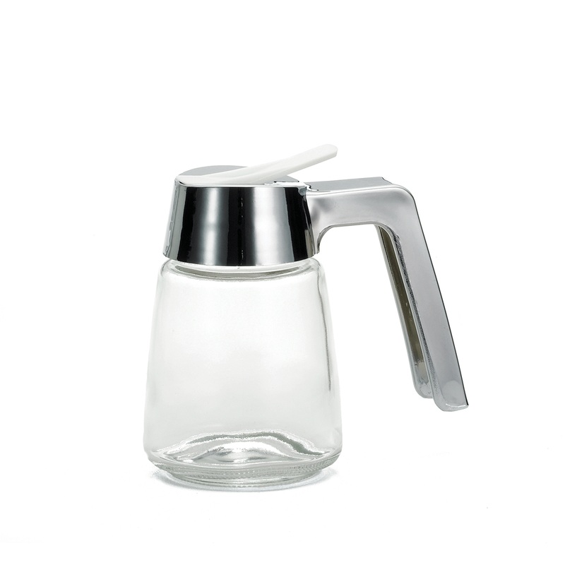 TableCraft Glass Syrup Dispenser, 8 oz, Chrome Top (12-pack)