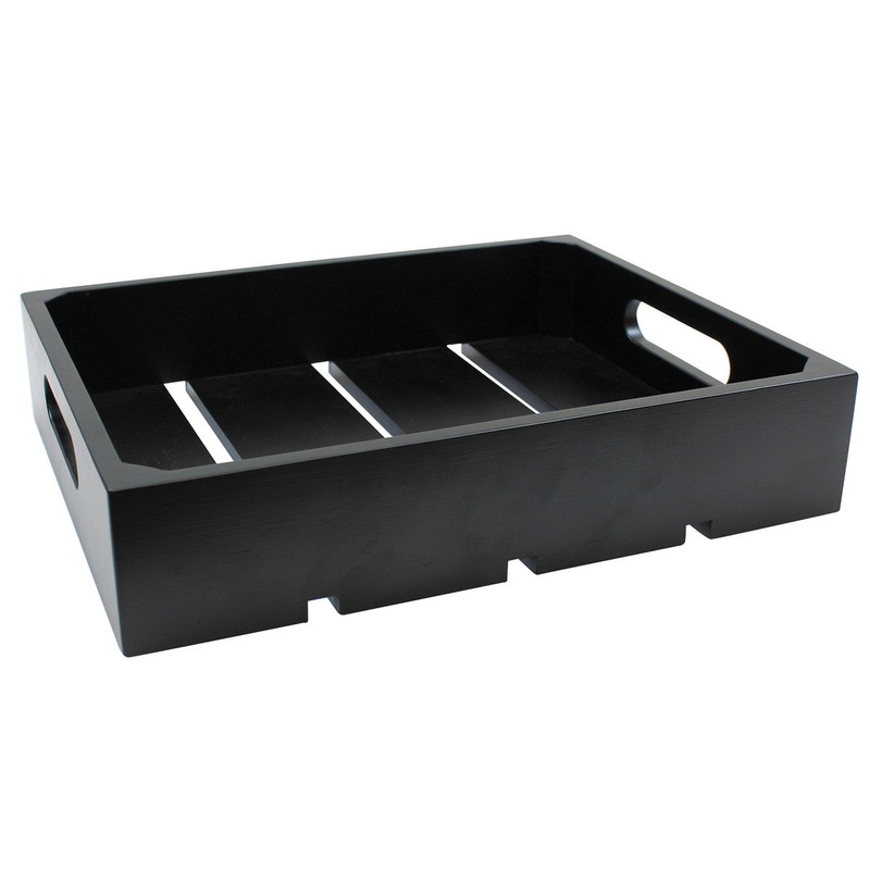 TableCraft Half Size Wood Serving/Display Crate, Black