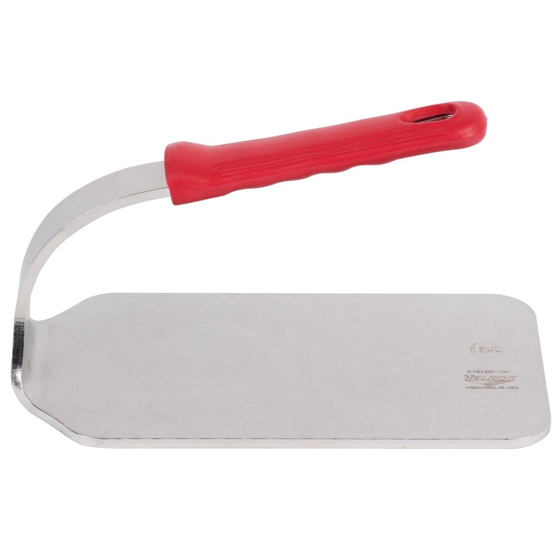 Vollrath Flat Bottom Steak Weight, 1.6 lb, Stainless Steel/Red Silicone Handle