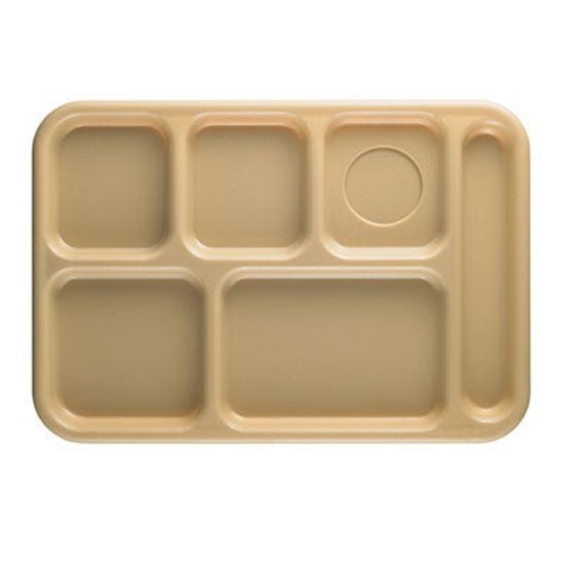 Cambro Camwear Rectangular School Tray, 6-compartment, Beige