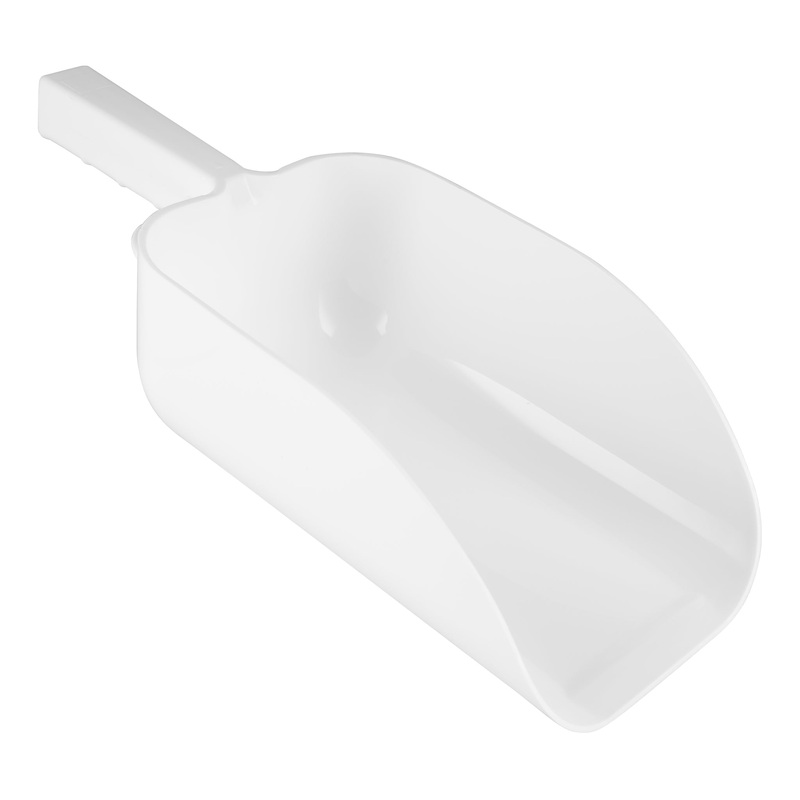 Browne Flat Bottom Scoop, 64 oz, White Plastic