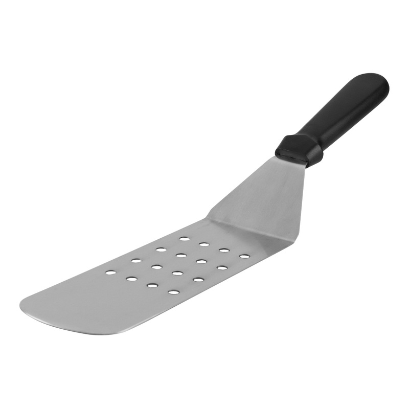 Browne Perforated Flexible Turner, 8" x 2.8" Blade, Black Handle