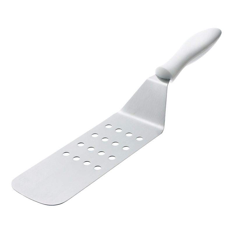 Browne Perforated Turner, 3" x 8" Blade, White Handle
