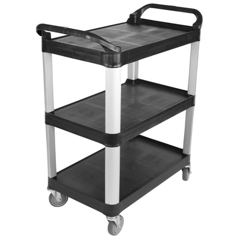 Globe 3 Shelf Utility Cart, Large, Black, 400 lb