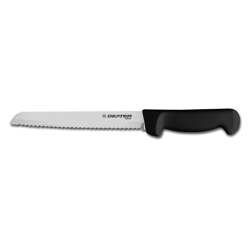 Dexter Basics Bread Knife, Scalloped, 8", Black