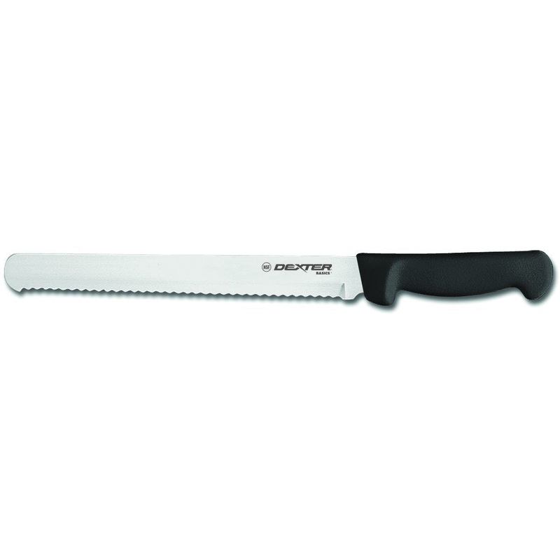 Dexter Basics Slicing Knife, Scalloped, 10", Black
