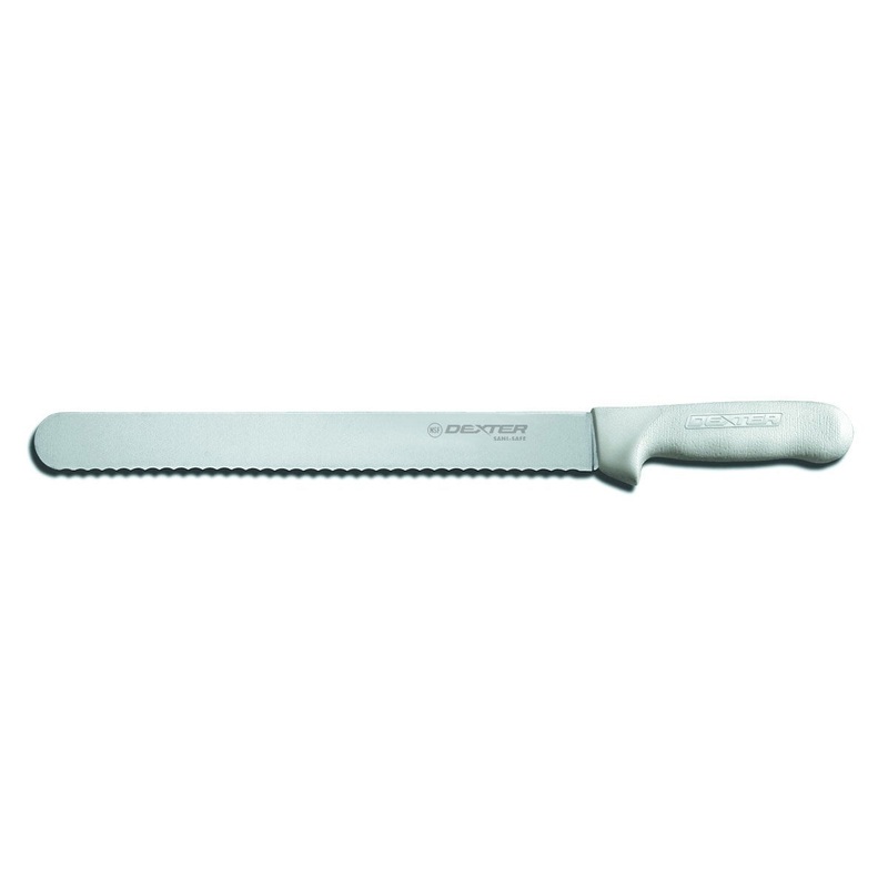 Dexter Sani-Safe Roast Slicing Knife, Scalloped, 12", White