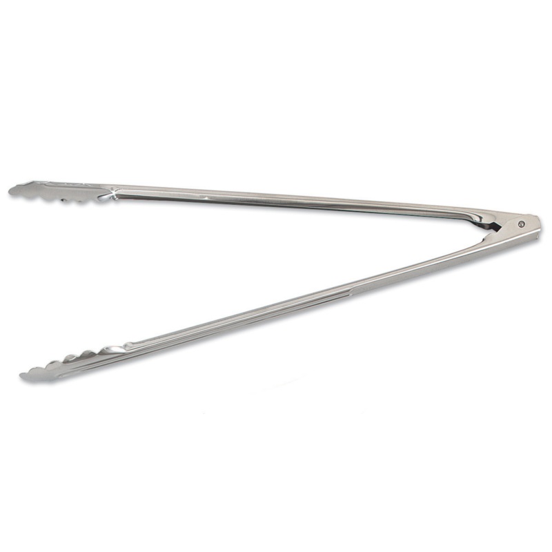 Browne Utility Tongs, 16", Stainless Steel Mirror Finish, 1.0mm