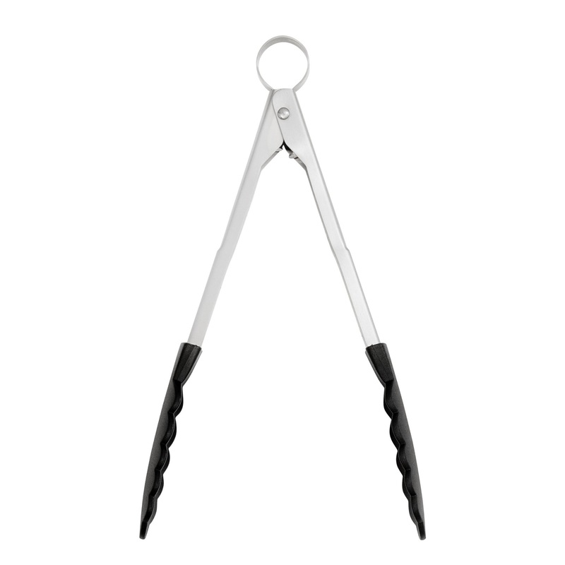 Cuisipro Nylon Locking Tongs, 9.5", Stainless Steel/Black