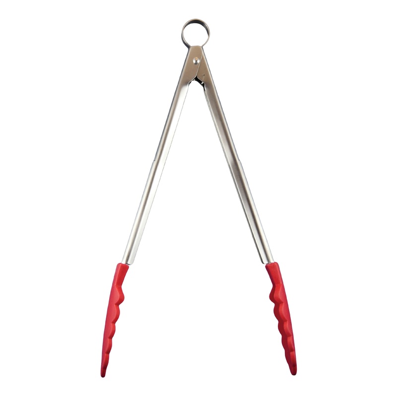 Cuisipro Silicone Locking Tongs, 12", Red