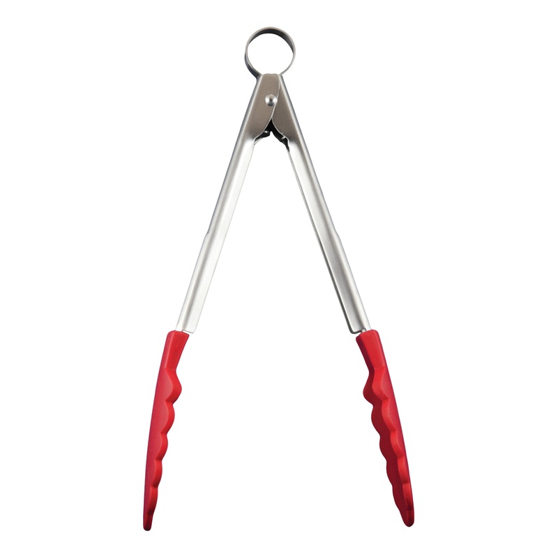 Cuisipro Silicone Locking Tongs, 9.5", Red