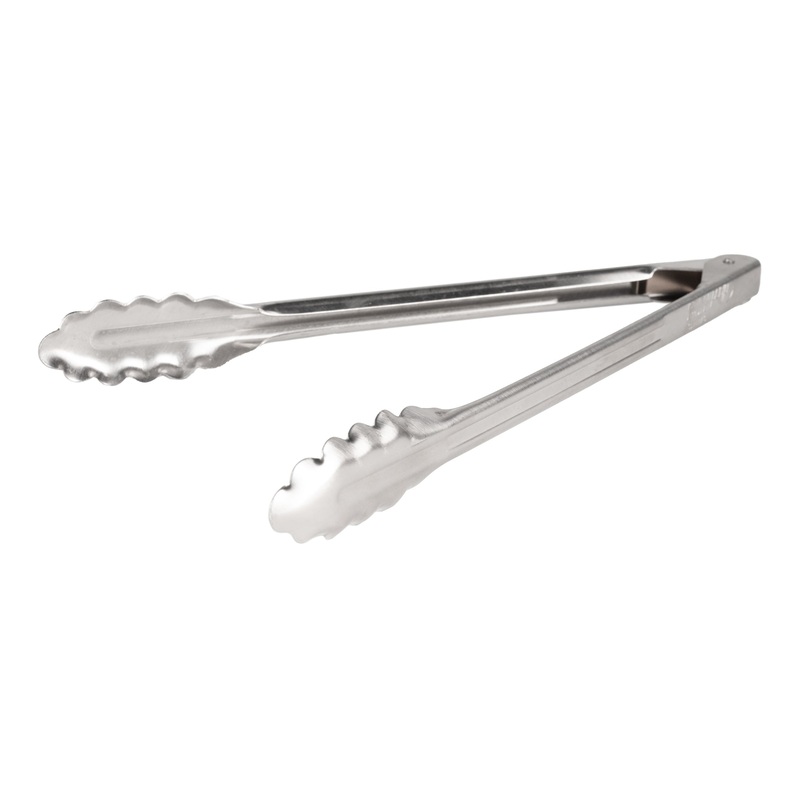 Edlund 44 Series Heavy Duty Scallop Grip Tongs, 12", Stainless Steel