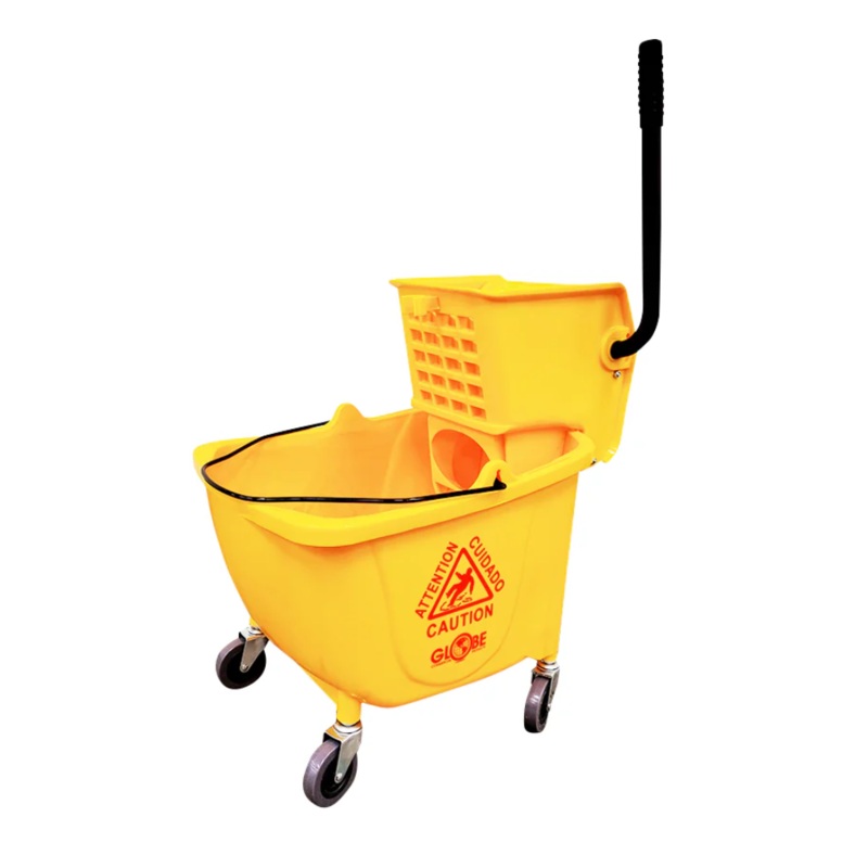 Globe Mop Bucket, Sidepress Wringer, 35 qt, Yellow