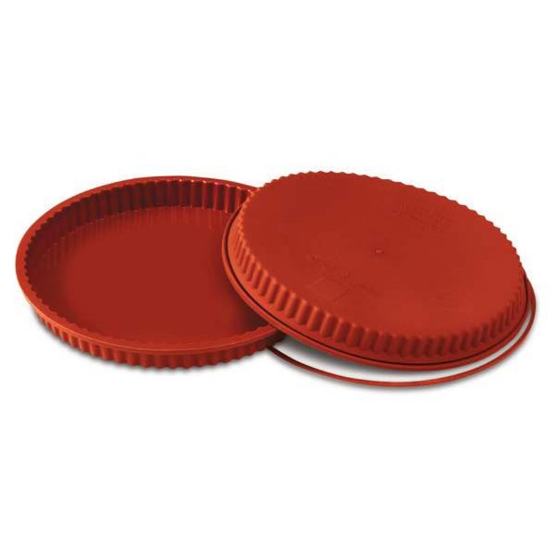 Silikomart Flan Mold, 9.5" x 1.2", Red Silicone