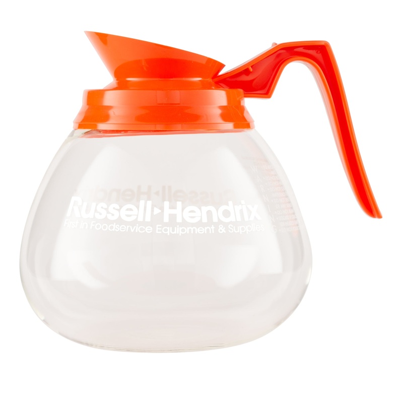 Wells Bloomfield Glass Coffee Decanter with Russell Hendrix Logo, Orange