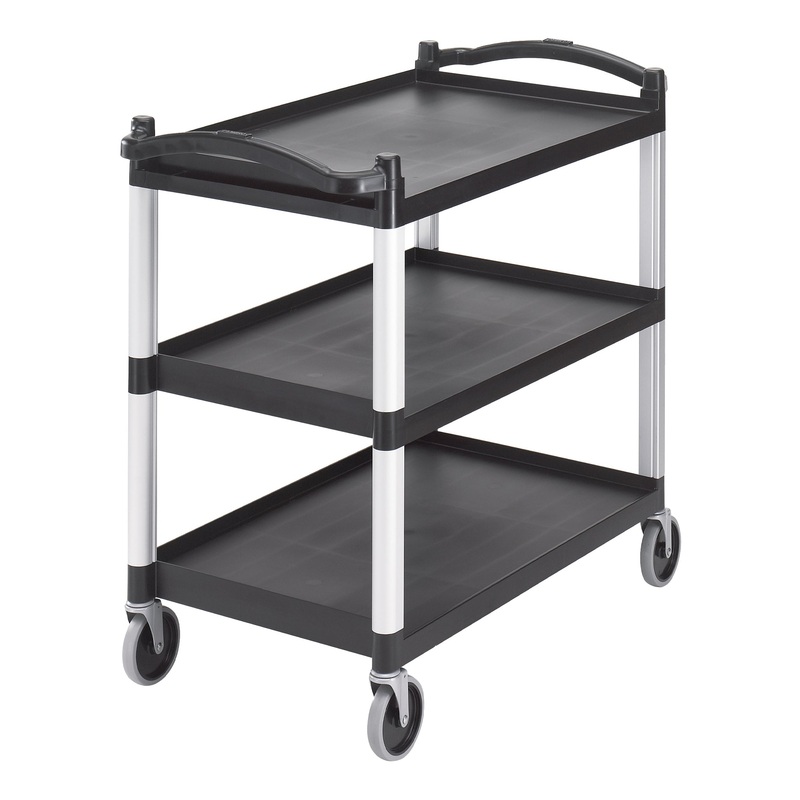 Cambro KD 3 Shelf Large Utility Cart, Black, 400lb