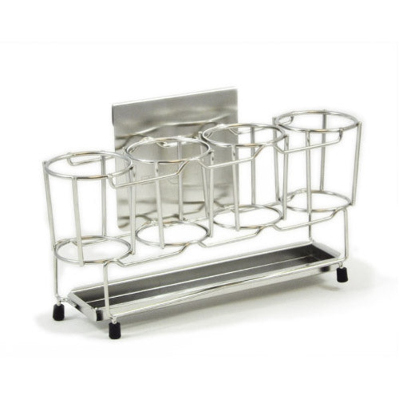 FIFO FIFO Bottle Rack, Holds 4 Squeeze Bottles (12 oz or 16 oz), Stainless Steel