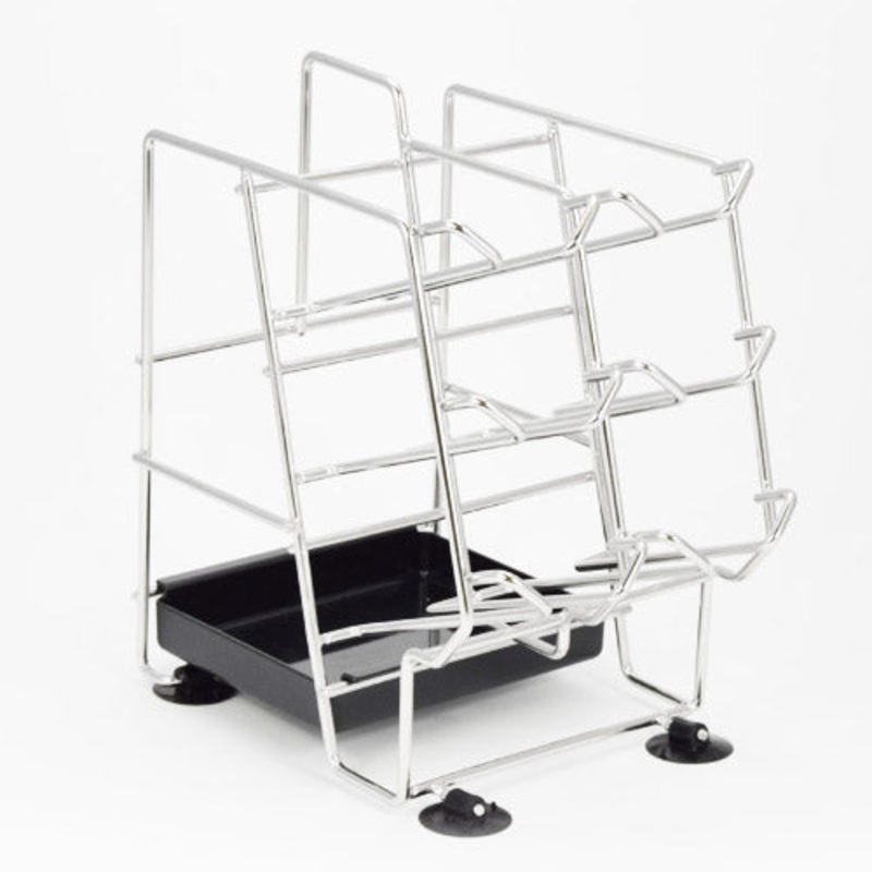 FIFO FIFO Bottle Rack, Holds 6 Squeeze Bottles (12 oz or 16 oz), Stainless Steel