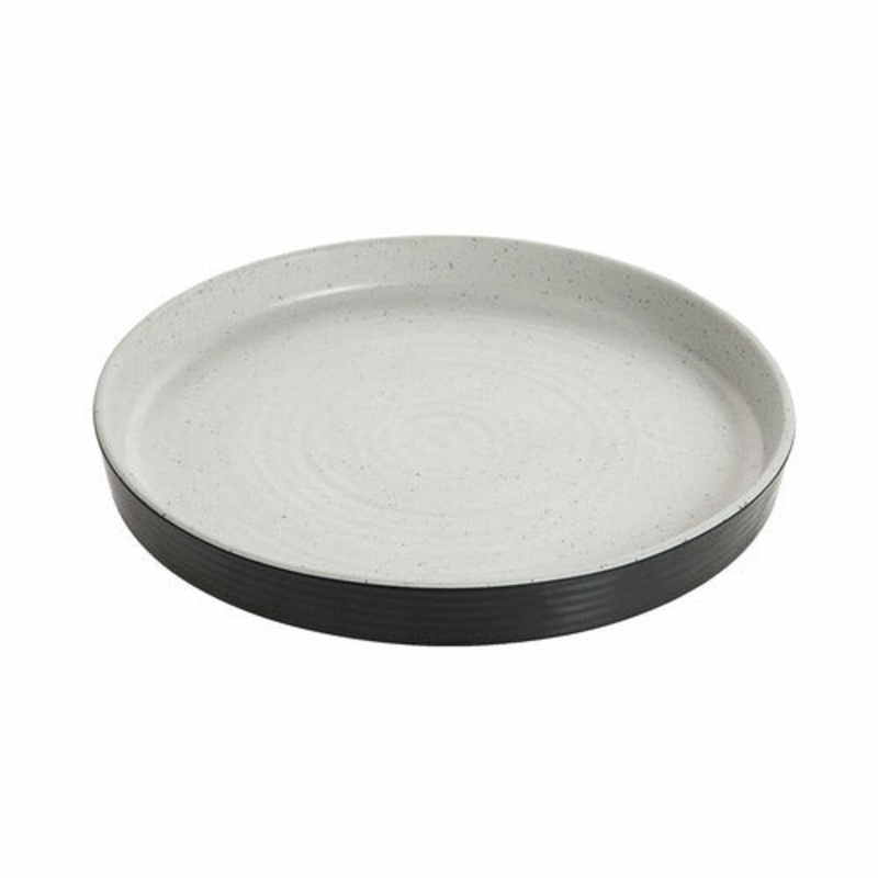 G.E.T. Cheforward Infuse Plate with Edge Rim, 10", Stone Natural/Black, Melamine