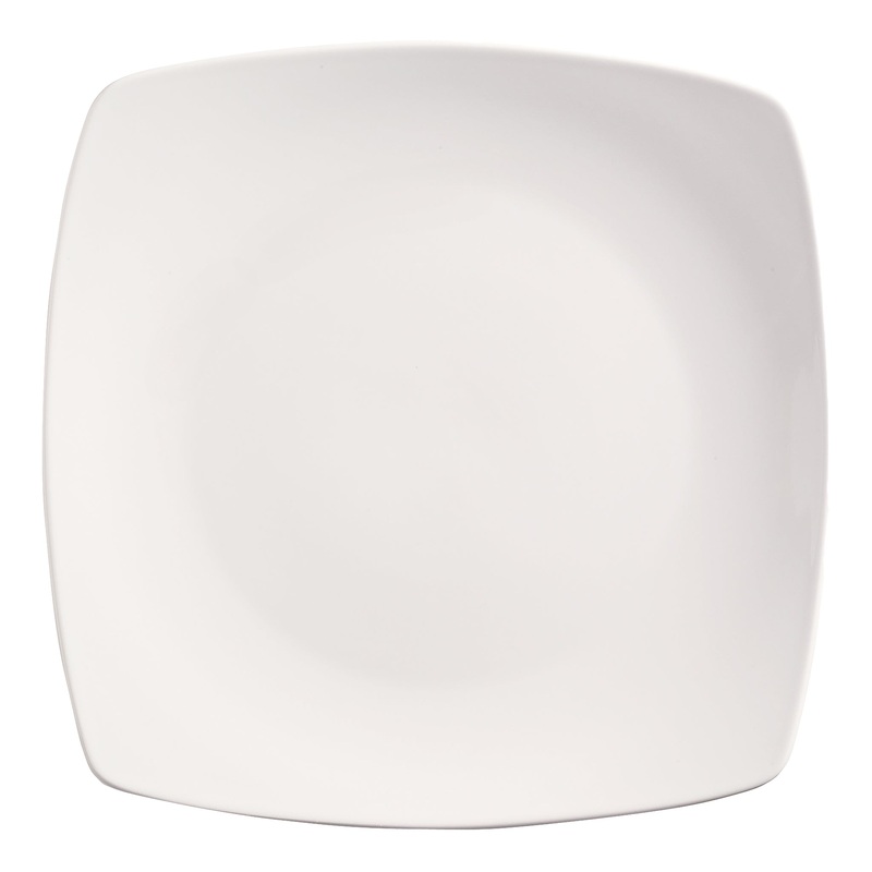 Libbey World Tableware Porcelana Square Coupe Plate, 12", White (12-pack)