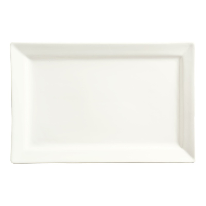 Libbey World Tableware Slate Rectangular Plate, 12" x 8", White (12-pack)
