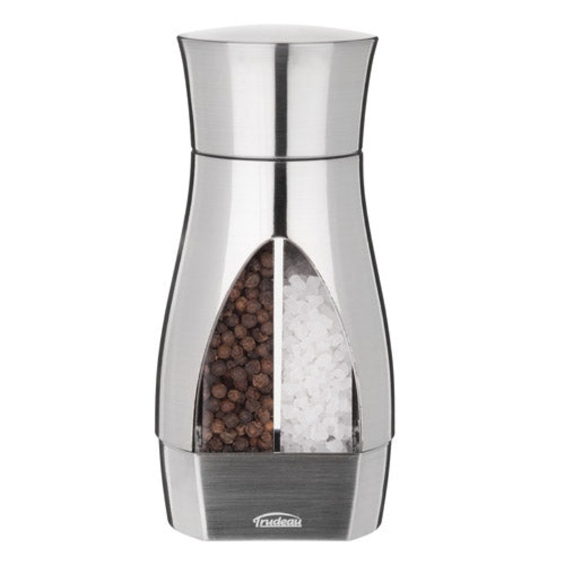 Trudeau 2-In-1 Salt & Pepper Mill, 6 1/4", Stainless Steel/Clear Acrylic