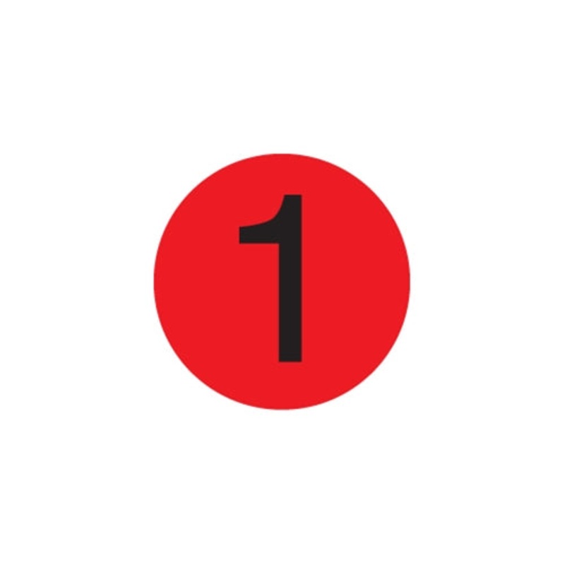DayMark MoveMark Number Circle Label, 3/4", Red (2000-pack)
