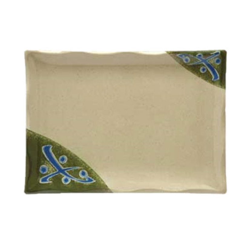 G.E.T. Japanese Traditional Rectangular Plate, 9 1/4" x 6 1/2", Melamine Beige/Green/Blue