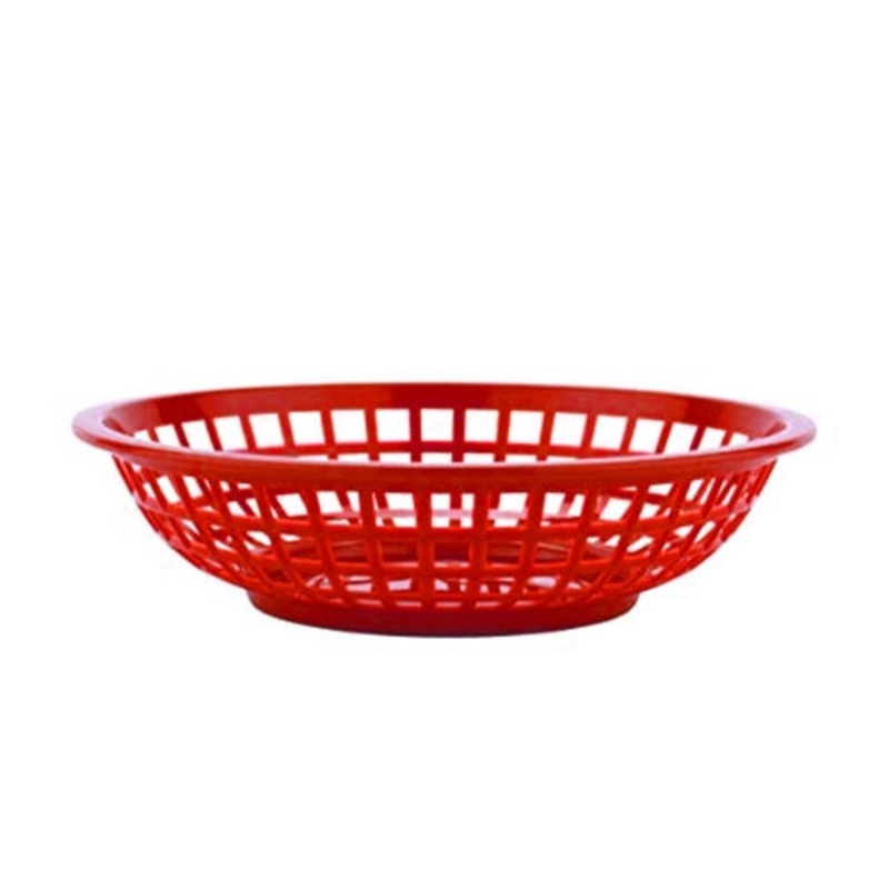 G.E.T. Round Basket, 8" x 2", Plastic, Red (36-pack)