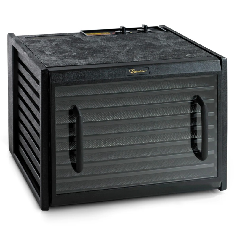 Excalibur 3926TCDB Deluxe Dehydrator with Timer, 9 Trays, Clear Door, Black, 120V
